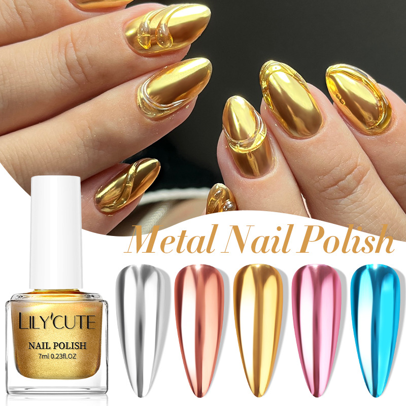 7ml Mirror Silver Metallic Nail Polish Super Bright Metal Effect Nail Art Varnish Fast Drying No Need Lamp For Manicure view 8