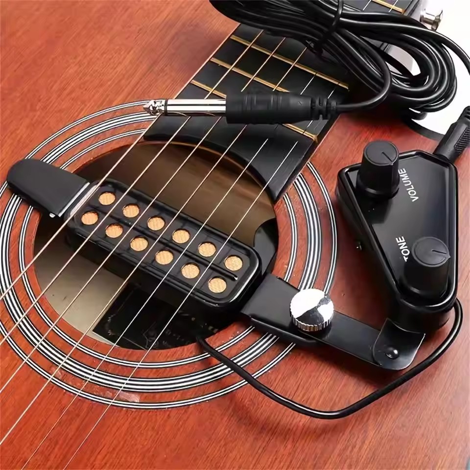 Acoustic Guitar Pickup with Volumes Tone Tuner 12 Sound Hole Pickup Transducer Musical Instruments Accessories