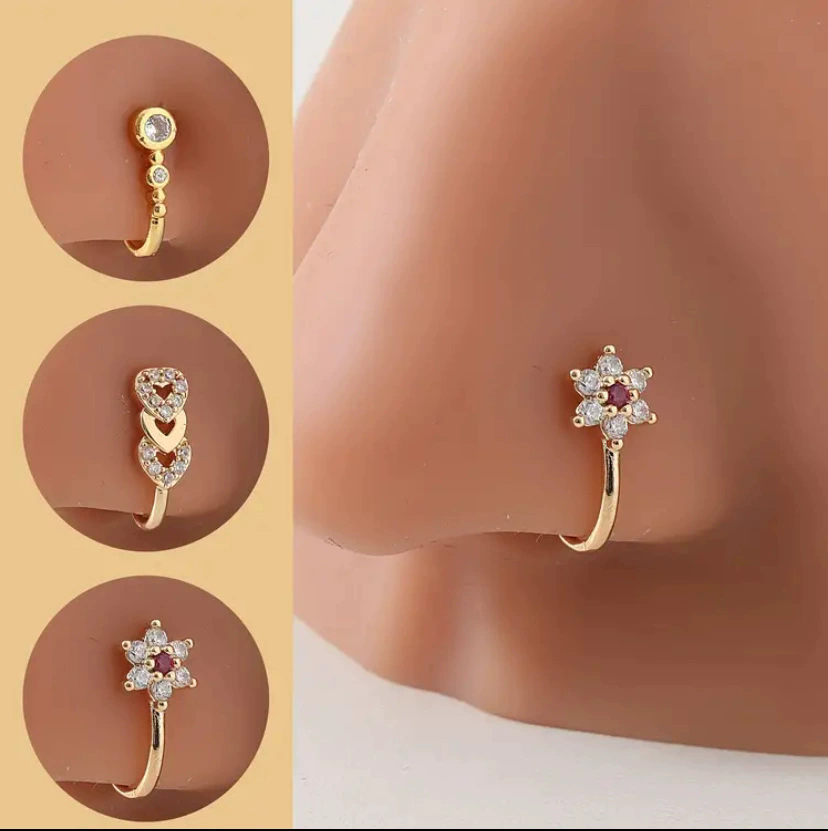 1 Piece Crystal Butterfly Fake Nose Ring Non Pierced Nose Clip Ring Indian Style Nose Cover False Septal Piercing Nose Jewelry A-1813-A-2233-A-2177