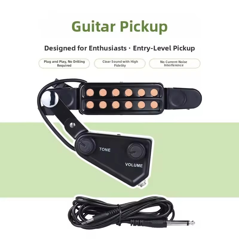 Acoustic Guitar Pickup with Volumes Tone Tuner 12 Sound Hole Pickup Transducer Musical Instruments Accessories