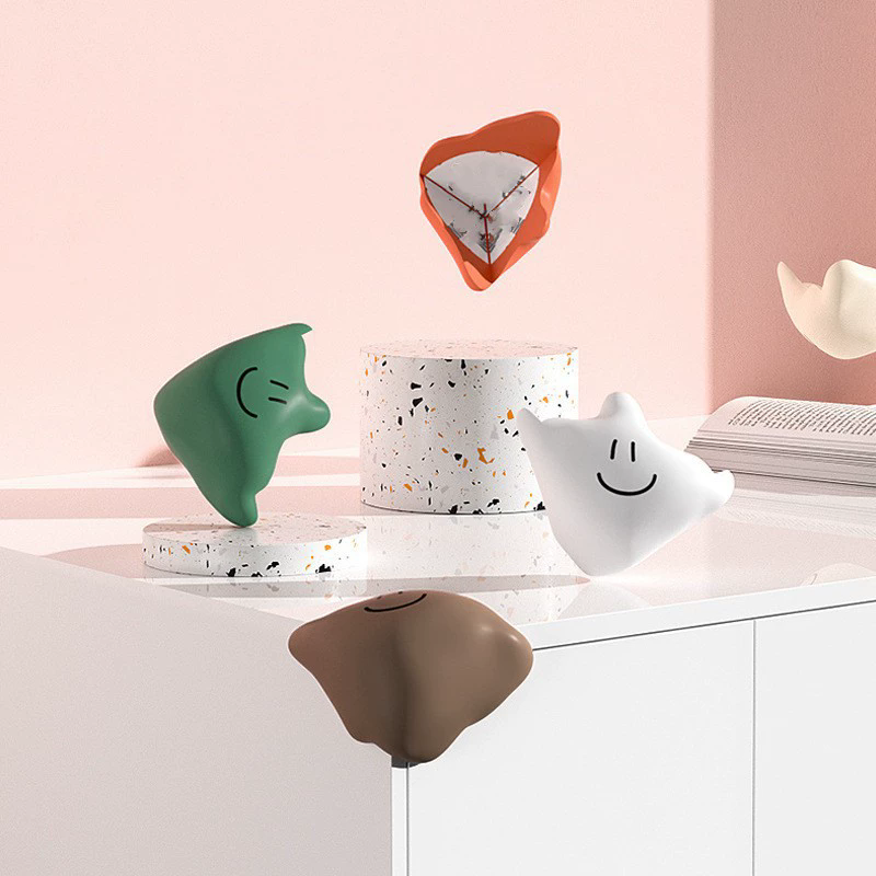 Silicone Corner Protector for Table Edge, Furniture Corner Guard, Oil Smoke Guard, 4x4x3cm, White/Beige/Green/Brown/Orange