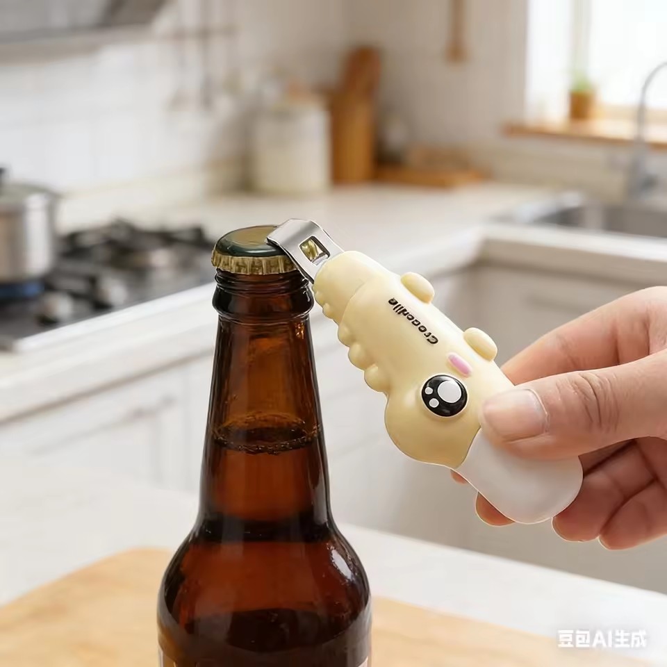 2in1 Crocodile Bottle Opener Oral Liquid Unboxing Tool Unpacking Tool Magnetic Refrigerator Sticker Portable Small Tool