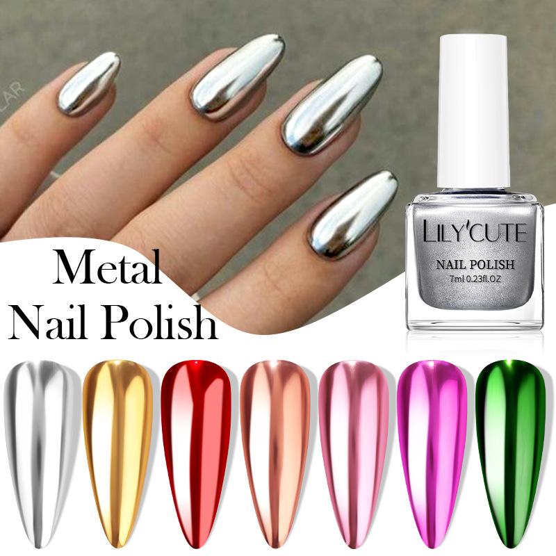 7ml Mirror Silver Metallic Nail Polish Super Bright Metal Effect Nail Art Varnish Fast Drying No Need Lamp For Manicure view 6