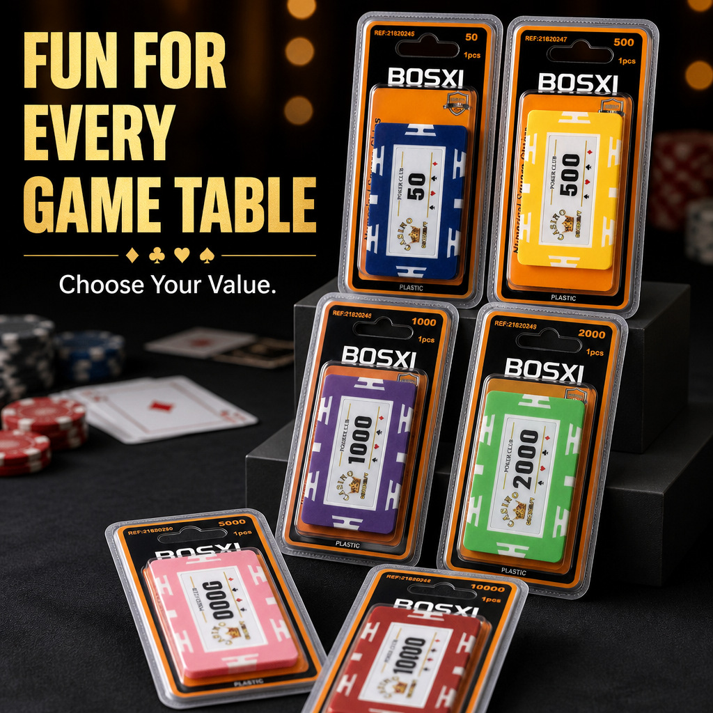 Poker chips with five-star film, square card chips, thick plastic chips, mahjong chips