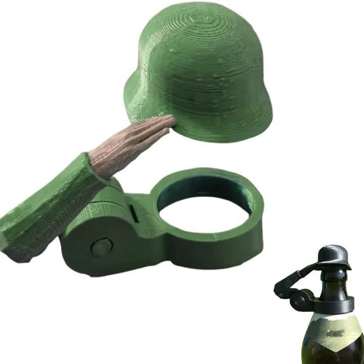 1Pcs Creative Beer Bottle Cap Helmet Salute Soldier Shaped Dustproof Cover Reusable Bottles Covers for Party Bar Decoration