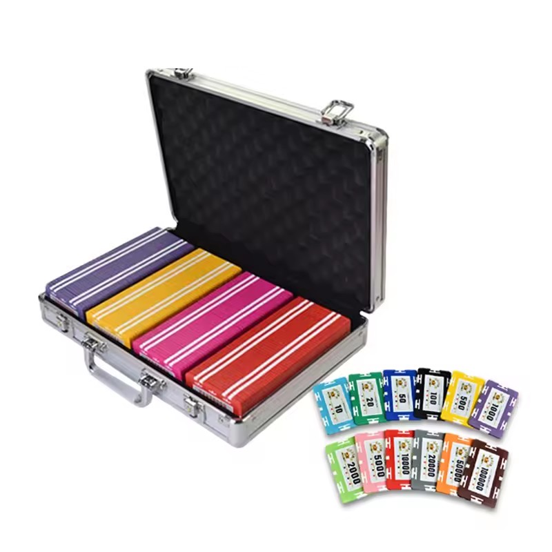 Poker chips with five-star film, square card chips, thick plastic chips, mahjong chips