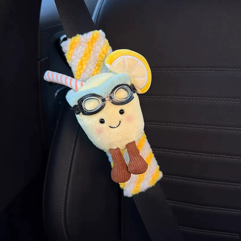 Creative Coconut Lemon Water Car Seat Belt Decoration New Car Gift Four Seasons General Motors Seat Belt Shoulder Cover