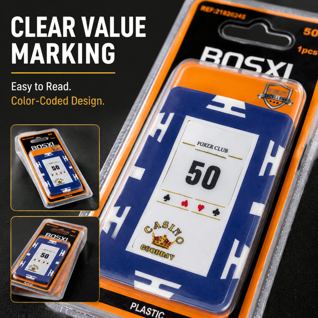 Poker chips with five-star film, square card chips, thick plastic chips, mahjong chips