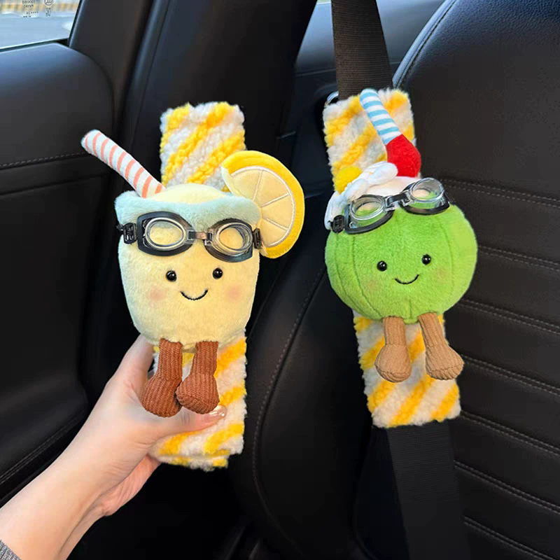 Creative Coconut Lemon Water Car Seat Belt Decoration New Car Gift Four Seasons General Motors Seat Belt Shoulder Cover