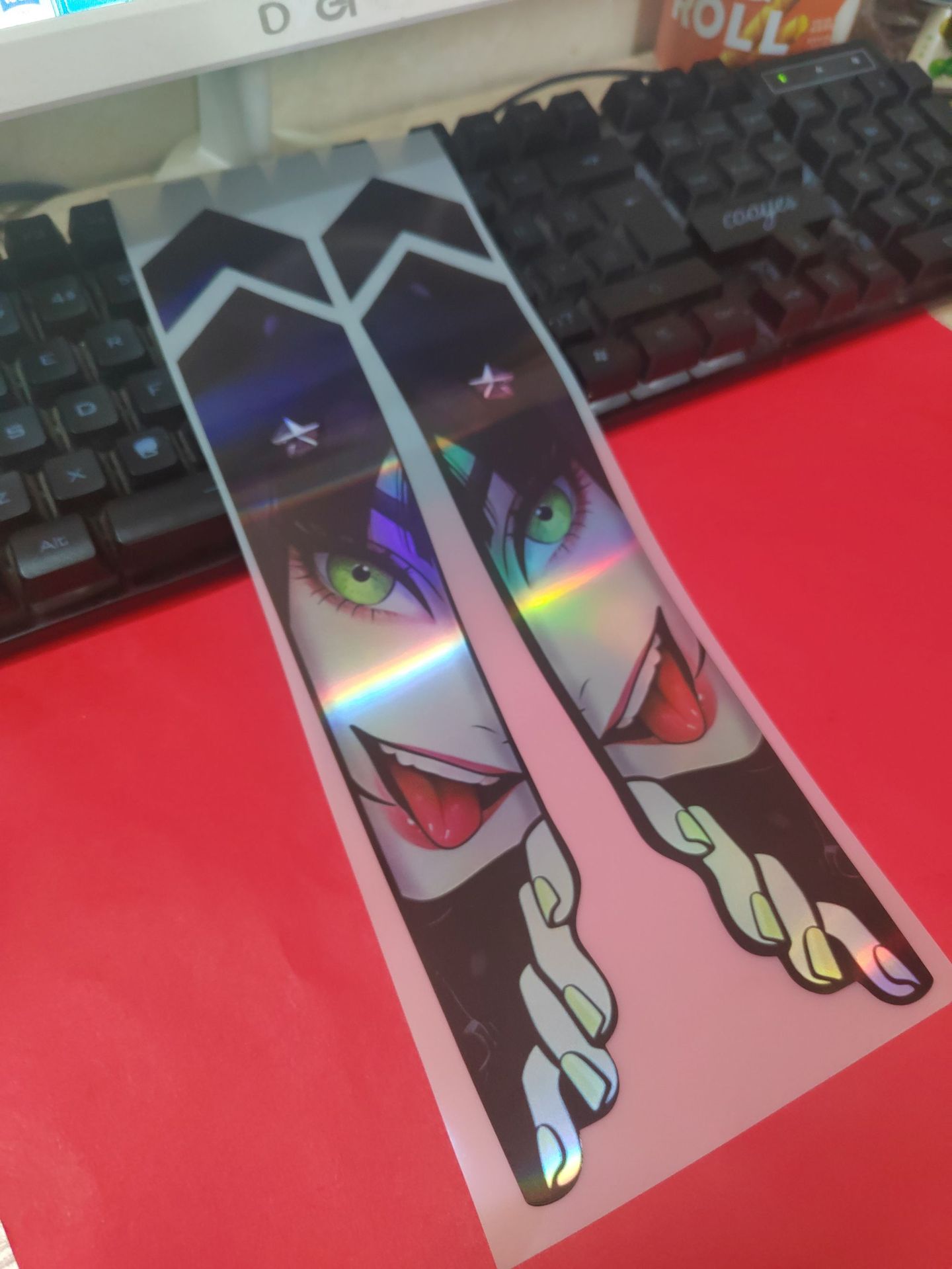 1Pair Anime Eyes Stickers Waterproof Vinyl Decal for Bicycle Fork Top Tube Motorbike MTB E-Scooter Decoration Bike Customization
