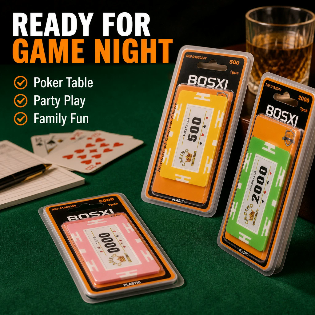Poker chips with five-star film, square card chips, thick plastic chips, mahjong chips