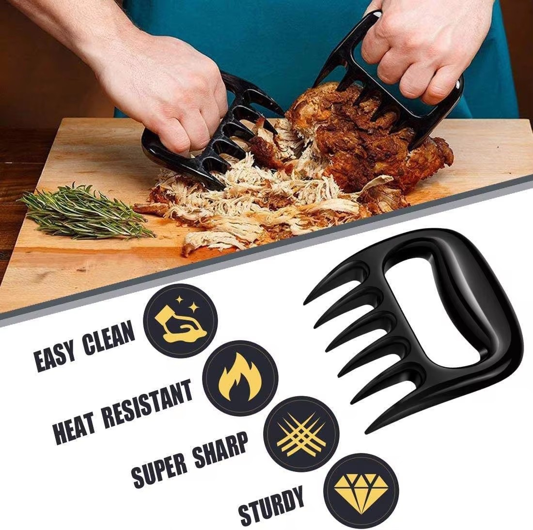 1PC  Bear Claw Grinder Tear Meat Tools Bear Claw BBQ Fork To Tear Meat Food Fork Points As Meat Barbecue Tools In The Kitchen