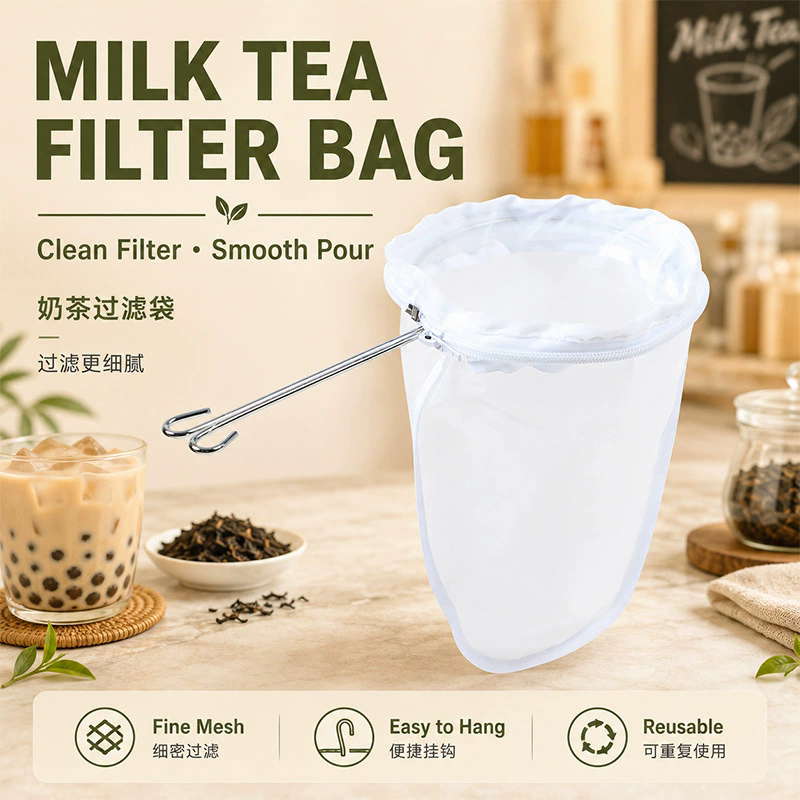 New Reusable Fabric Mesh Nut Milk Bag Filter Strainer For Soybean Juice Herb Tea Cold Brew Coffee Kitchen Tool