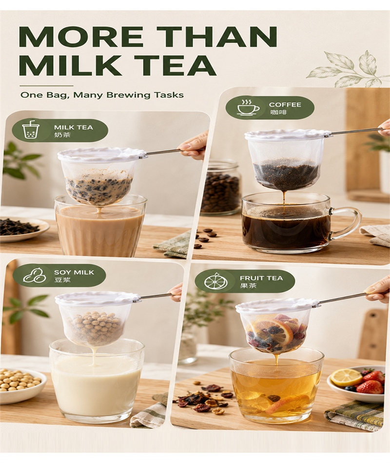 New Reusable Fabric Mesh Nut Milk Bag Filter Strainer For Soybean Juice Herb Tea Cold Brew Coffee Kitchen Tool