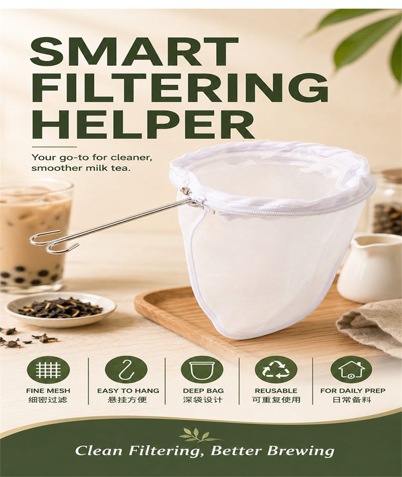 New Reusable Fabric Mesh Nut Milk Bag Filter Strainer For Soybean Juice Herb Tea Cold Brew Coffee Kitchen Tool