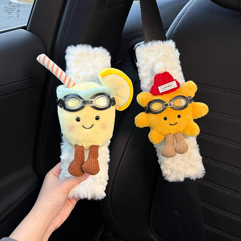 Creative Coconut Lemon Water Car Seat Belt Decoration New Car Gift Four Seasons General Motors Seat Belt Shoulder Cover