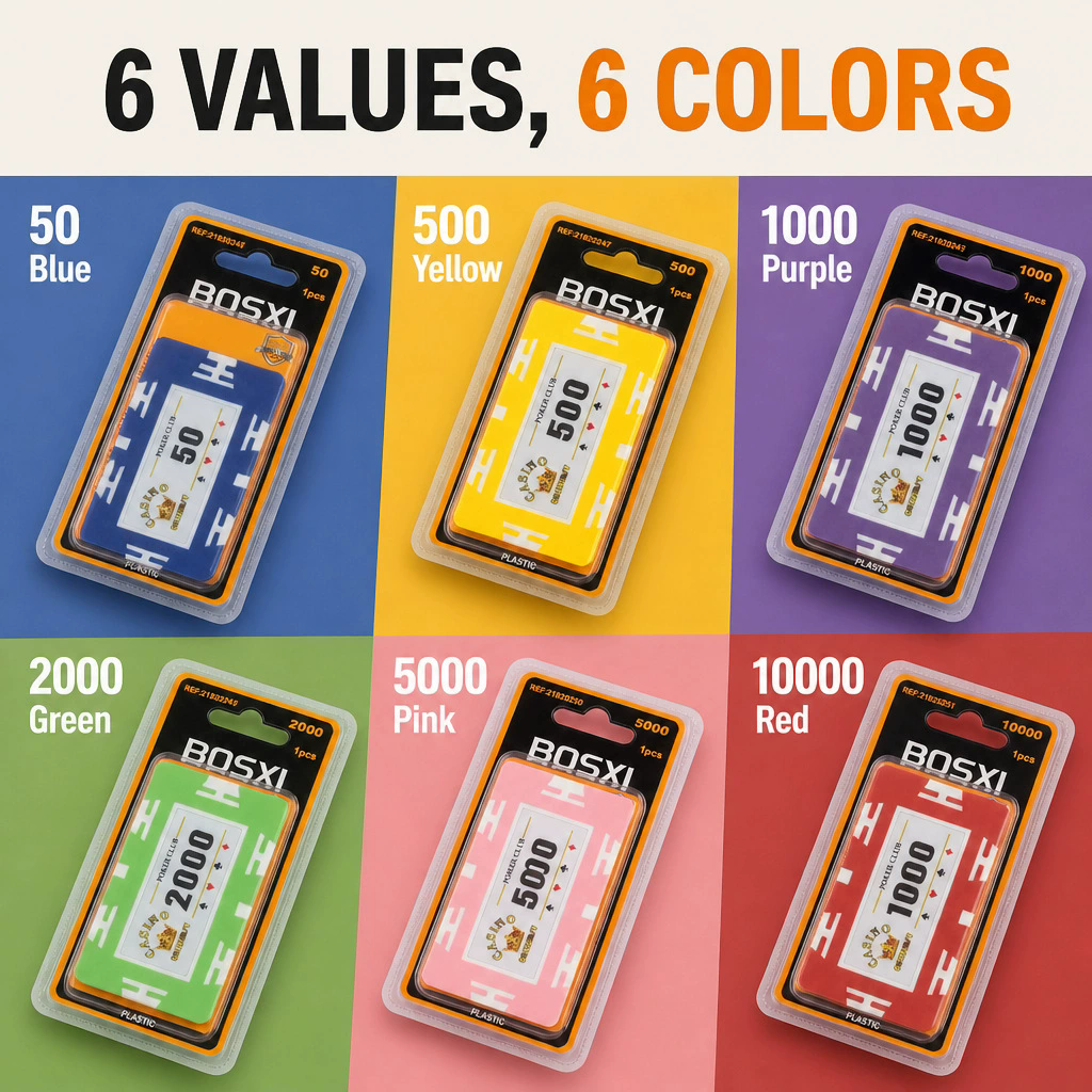 Poker chips with five-star film, square card chips, thick plastic chips, mahjong chips