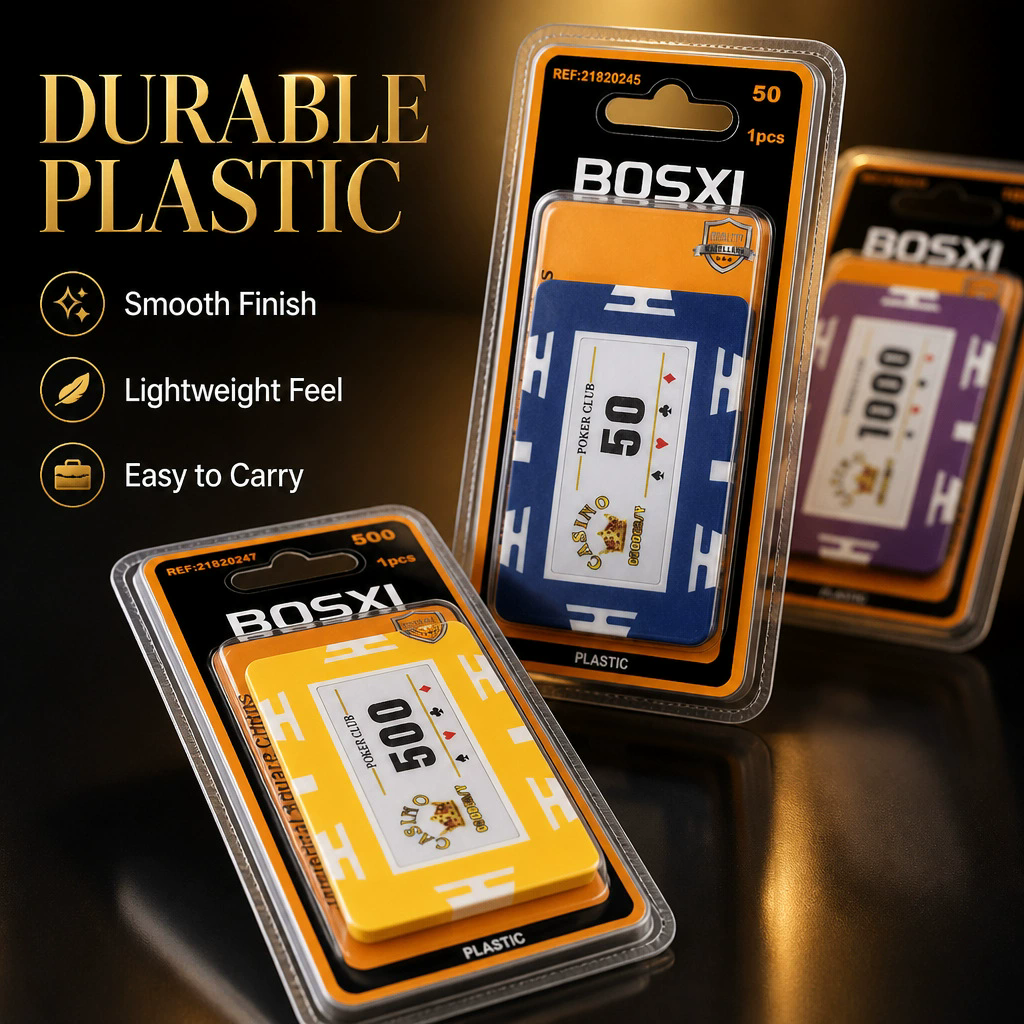 Poker chips with five-star film, square card chips, thick plastic chips, mahjong chips