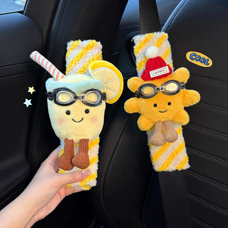 Creative Coconut Lemon Water Car Seat Belt Decoration New Car Gift Four Seasons General Motors Seat Belt Shoulder Cover
