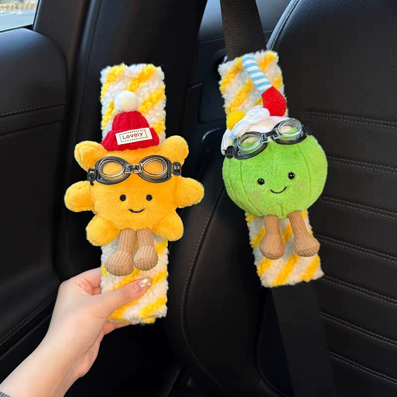Creative Coconut Lemon Water Car Seat Belt Decoration New Car Gift Four Seasons General Motors Seat Belt Shoulder Cover