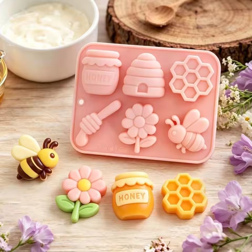 New Bee Theme Mousse Cake Mold Reusable Flexible Chocolate Dessert Mold Non-Stick 6 Options Baking Mould Dessert Making