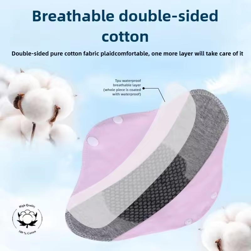 3Pcs Reusable Adult Diaper Incontinence Pads Menstrual Cloth Non-slip Soft Pads Washable Panty Liners Feminine Hygiene Pad FA-499