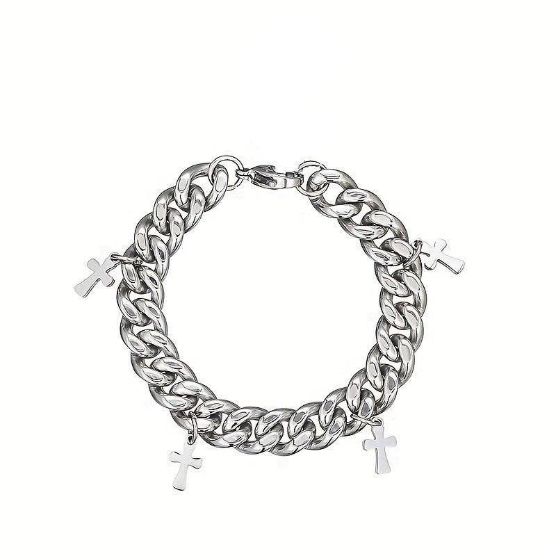 1Pcs Men's Stainless Steel Bracelet Creative Imitation Bicycle Chain Bracelet Trendy Punk Style Daily Wear Accessories A-2226