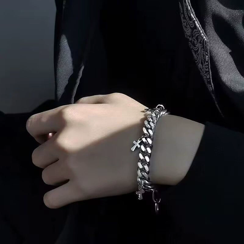 1Pcs Men's Stainless Steel Bracelet Creative Imitation Bicycle Chain Bracelet Trendy Punk Style Daily Wear Accessories A-2226