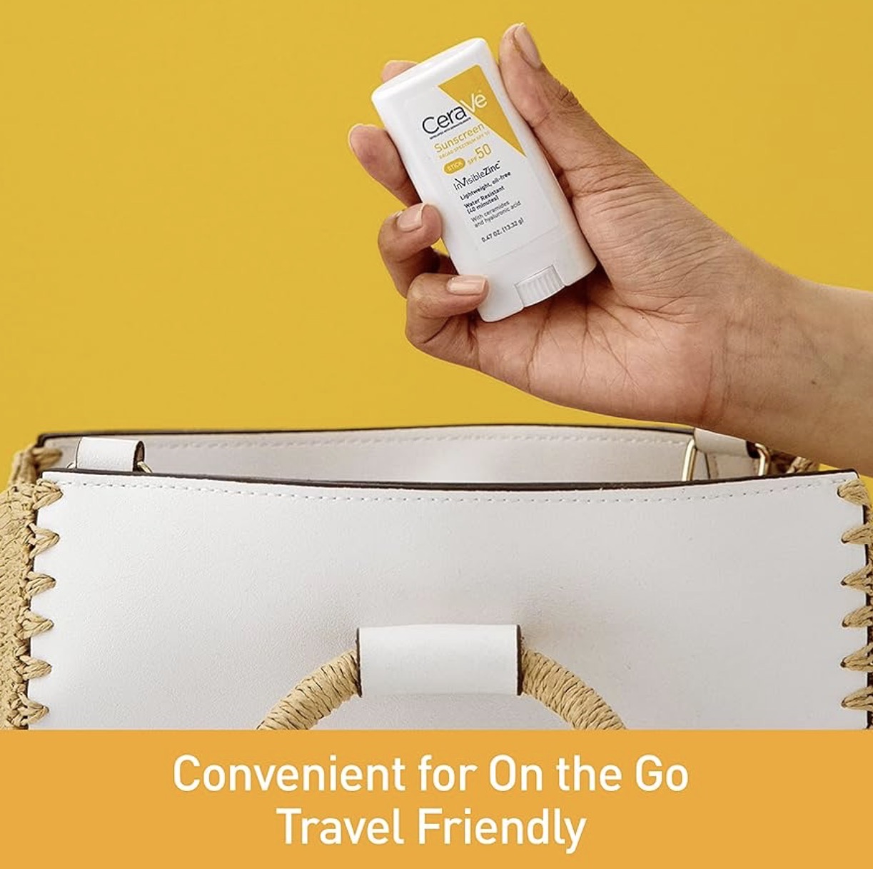 Water Resistant CERAV Mineral Sunscreen Stick SPF 50, Broad Spectrum SPF + Hyaluronic Acid + Ceramides, Titanium Dioxide & Zinc Oxide, 100% Mineral Face Sunscreen Stick, Fragrance Free & Oil Free