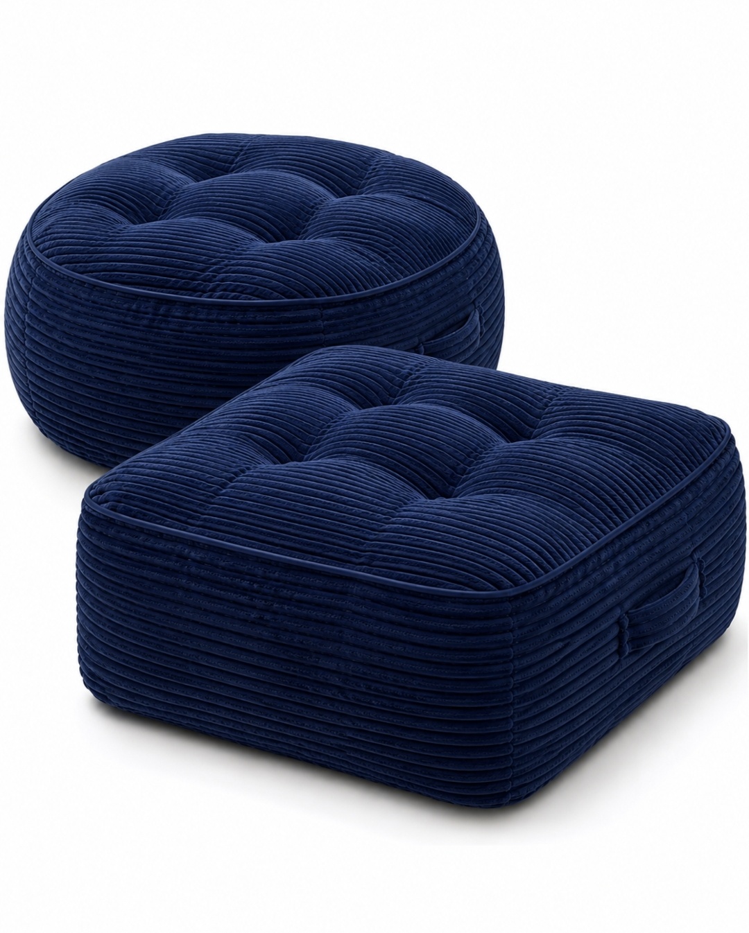 Corduroy Floor Cushions Set of 2 – Plush Tufted Seating Cushions