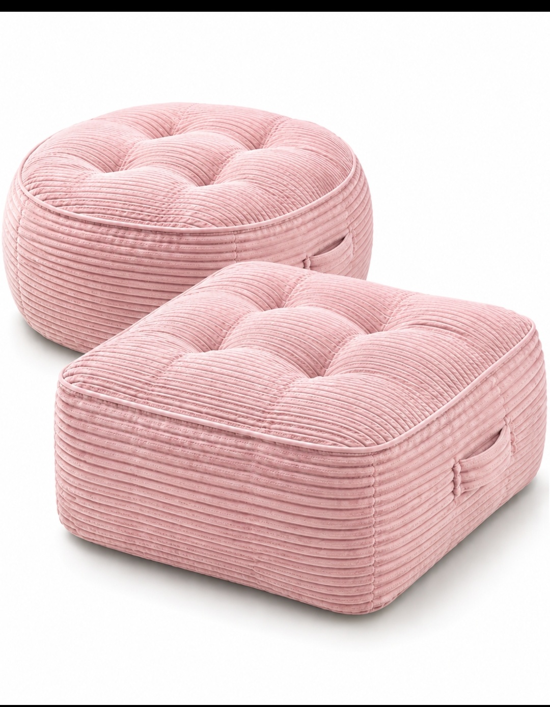 Corduroy Floor Cushions Set of 2 – Plush Tufted Seating Cushions