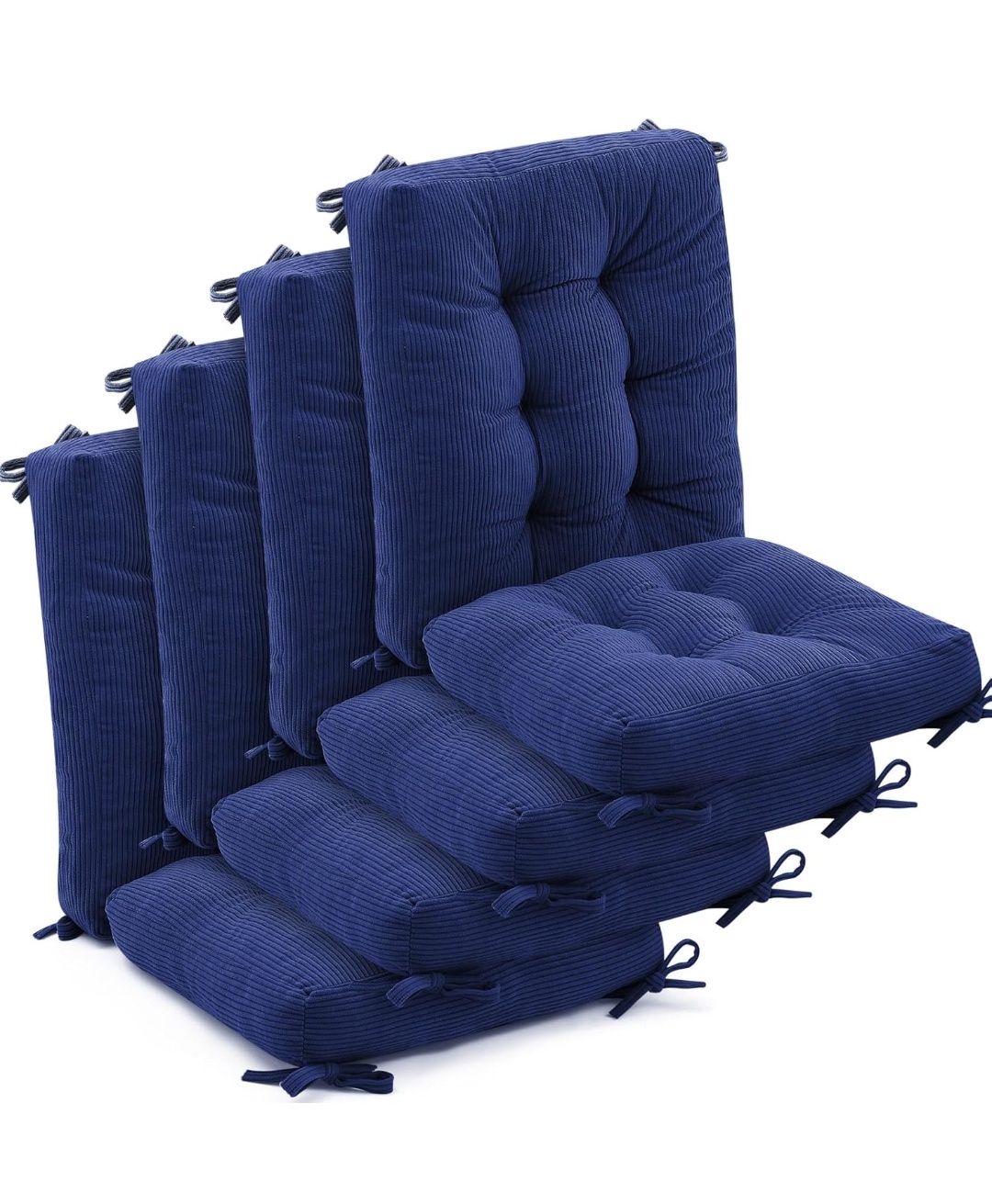 4 Set Outdoor Patio Chair Cushions Corduroy Seat High Back Tufted Pillow Replacement Rocking Patio Chair Pads for Outdoor Indoor Home Office