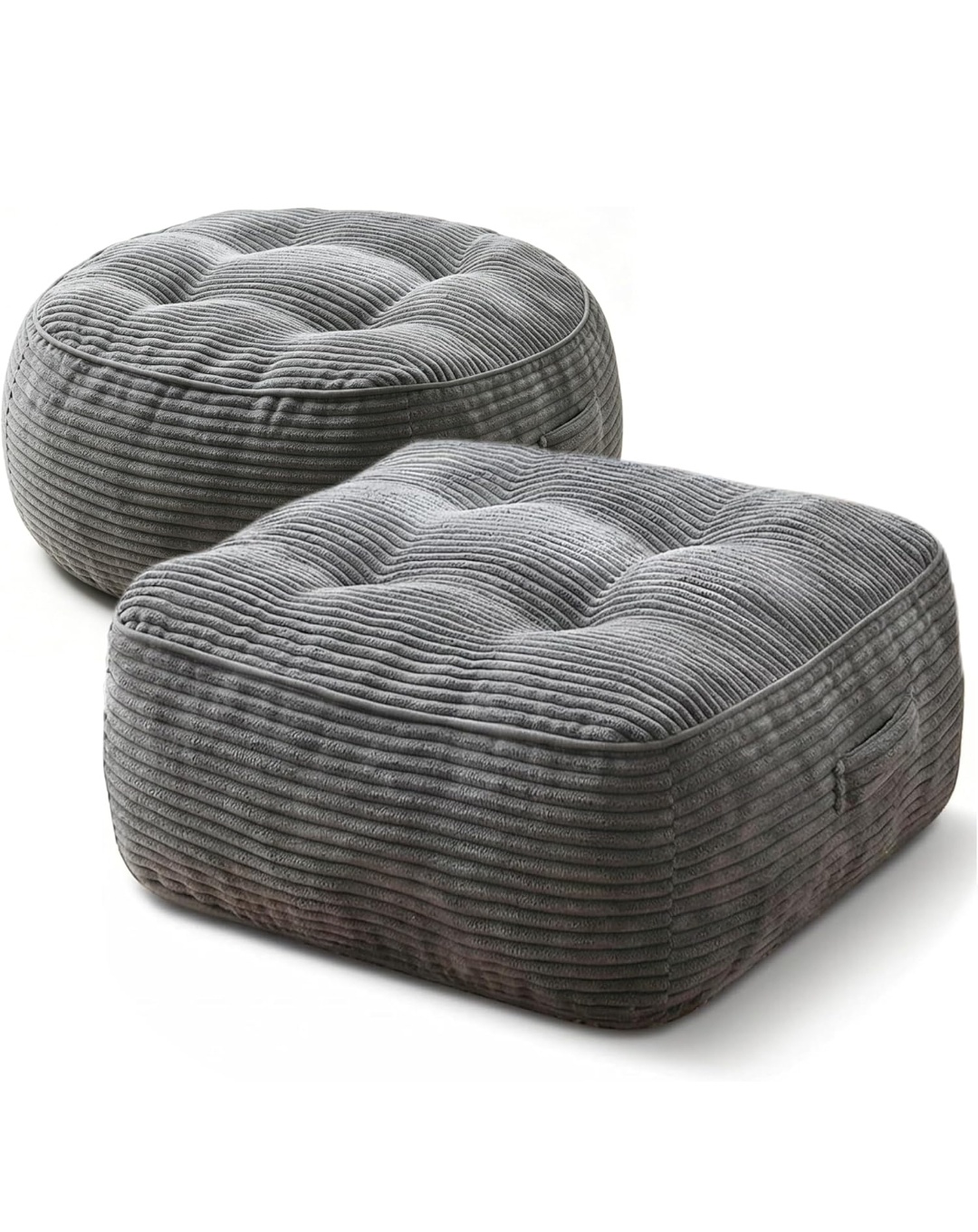 Corduroy Floor Cushions Set of 2 – Plush Tufted Seating Cushions