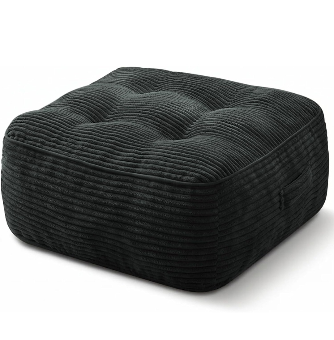 11" Thick Washable Floor Pillow for Adults, Yoga & Meditation Cushion with Handle, Square Large Pillows Seating with Removable Tufted Corduroy Cover for Tatami Living Room Board Games