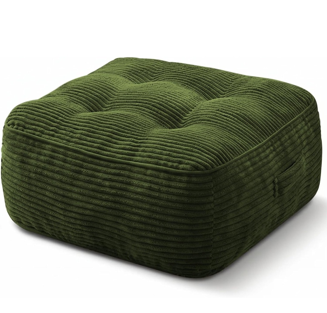 11" Thick Washable Floor Pillow for Adults, Yoga & Meditation Cushion with Handle, Square Large Pillows Seating with Removable Tufted Corduroy Cover for Tatami Living Room Board Games