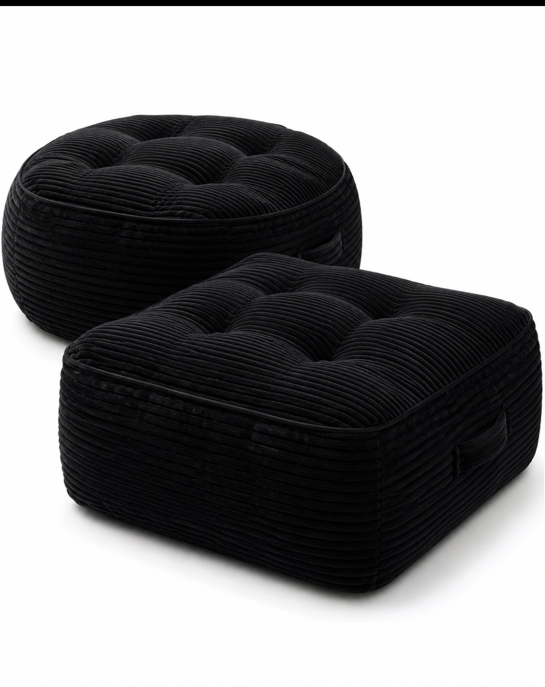 Corduroy Floor Cushions Set of 2 – Plush Tufted Seating Cushions