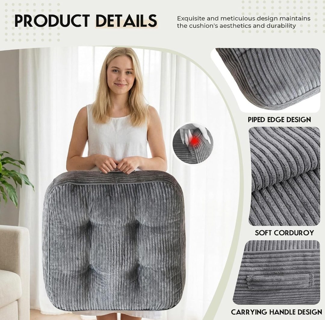 Corduroy Floor Cushions Set of 2 – Plush Tufted Seating Cushions