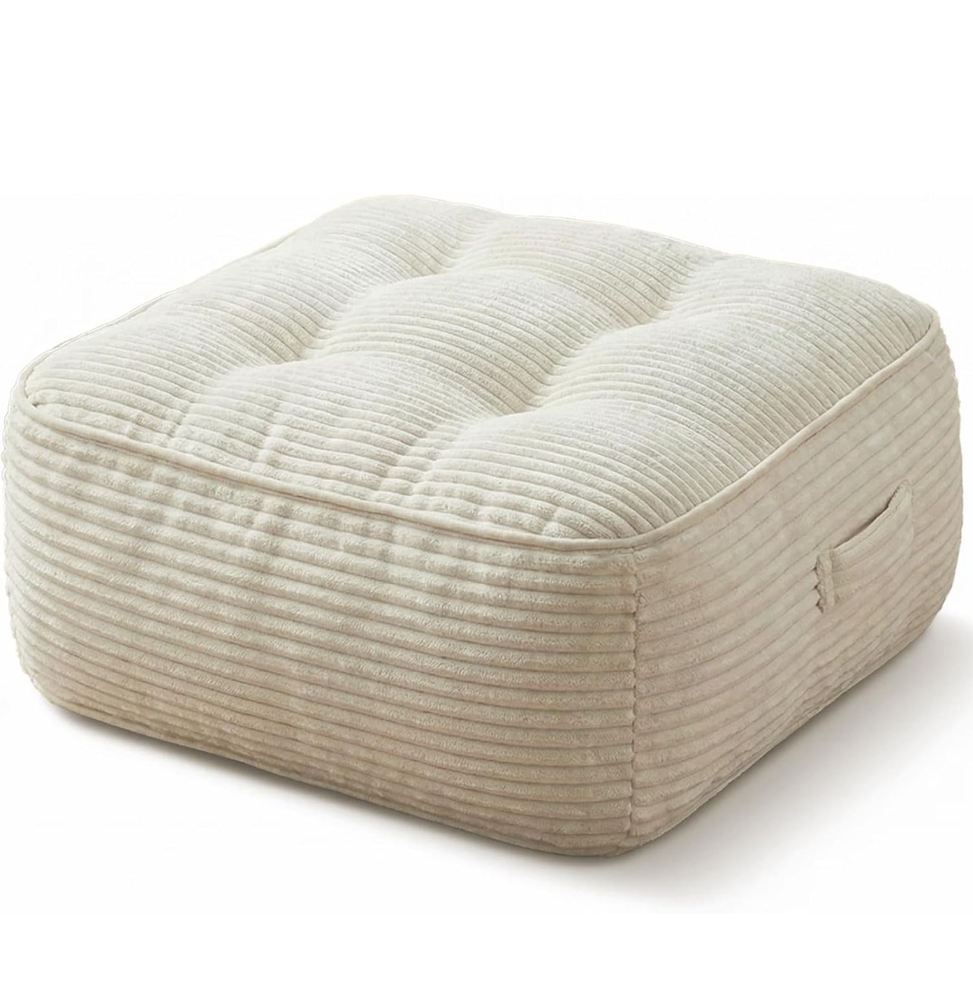11" Thick Washable Floor Pillow for Adults, Yoga & Meditation Cushion with Handle, Square Large Pillows Seating with Removable Tufted Corduroy Cover for Tatami Living Room Board Games