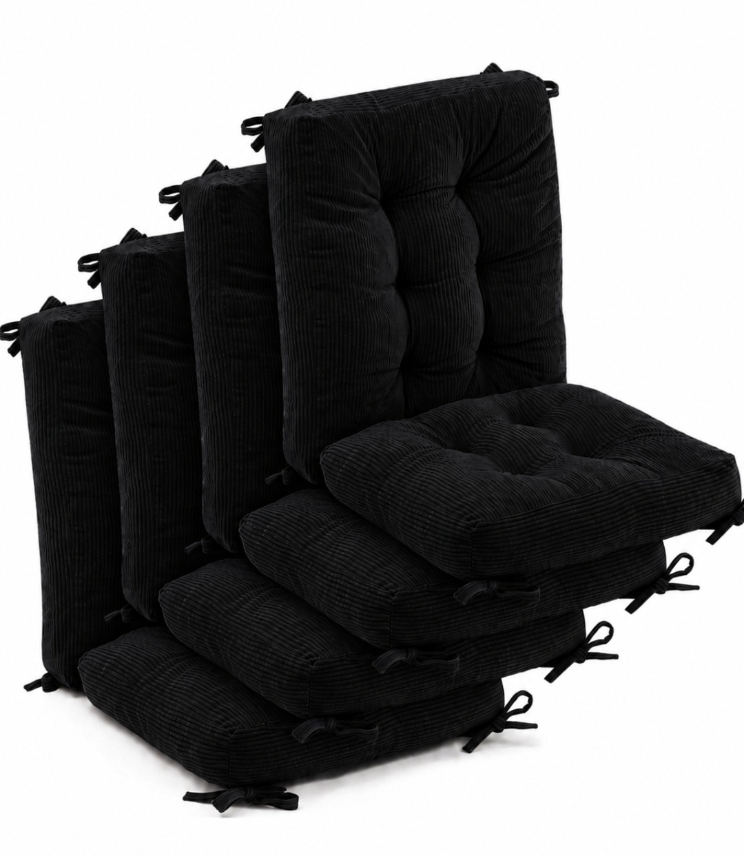4 Set Outdoor Patio Chair Cushions Corduroy Seat High Back Tufted Pillow Replacement Rocking Patio Chair Pads for Outdoor Indoor Home Office