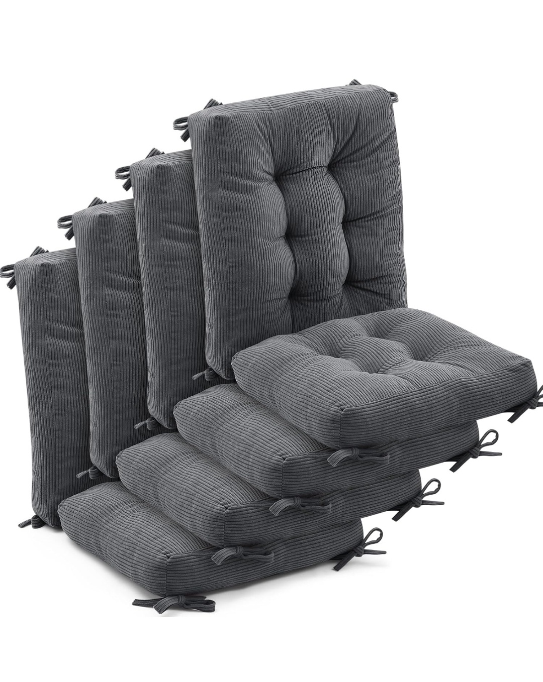 4 Set Outdoor Patio Chair Cushions Corduroy Seat High Back Tufted Pillow Replacement Rocking Patio Chair Pads for Outdoor Indoor Home Office