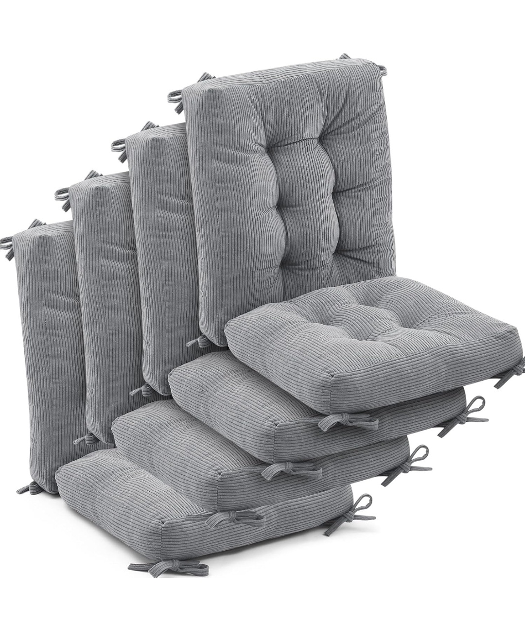4 Set Outdoor Patio Chair Cushions Corduroy Seat High Back Tufted Pillow Replacement Rocking Patio Chair Pads for Outdoor Indoor Home Office