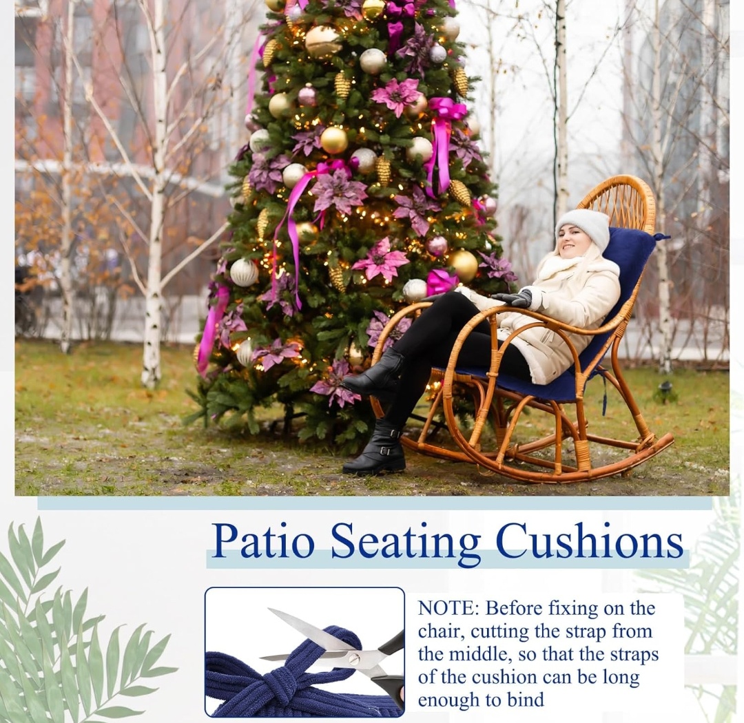 4 Set Outdoor Patio Chair Cushions Corduroy Seat High Back Tufted Pillow Replacement Rocking Patio Chair Pads for Outdoor Indoor Home Office