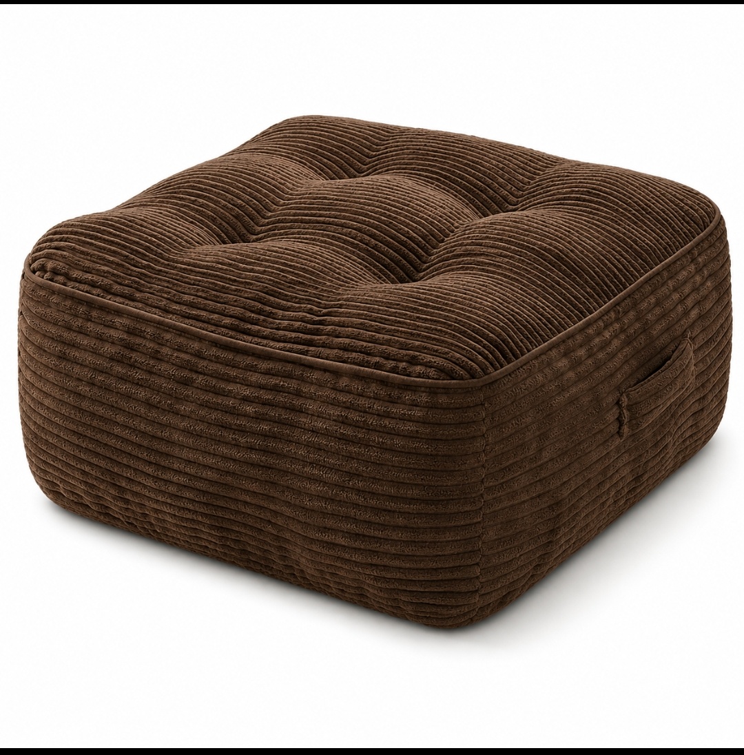 11" Thick Washable Floor Pillow for Adults, Yoga & Meditation Cushion with Handle, Square Large Pillows Seating with Removable Tufted Corduroy Cover for Tatami Living Room Board Games