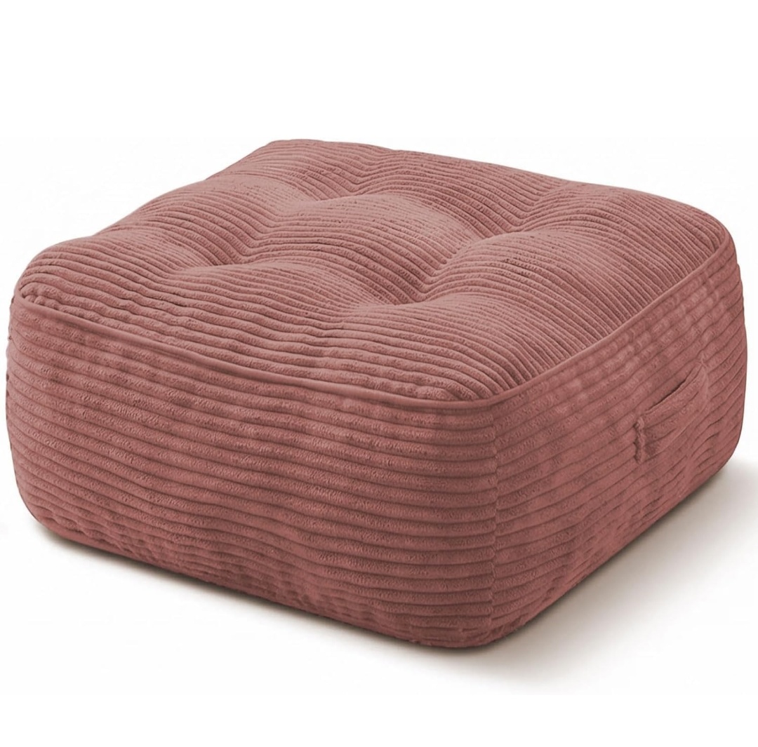 11" Thick Washable Floor Pillow for Adults, Yoga & Meditation Cushion with Handle, Square Large Pillows Seating with Removable Tufted Corduroy Cover for Tatami Living Room Board Games