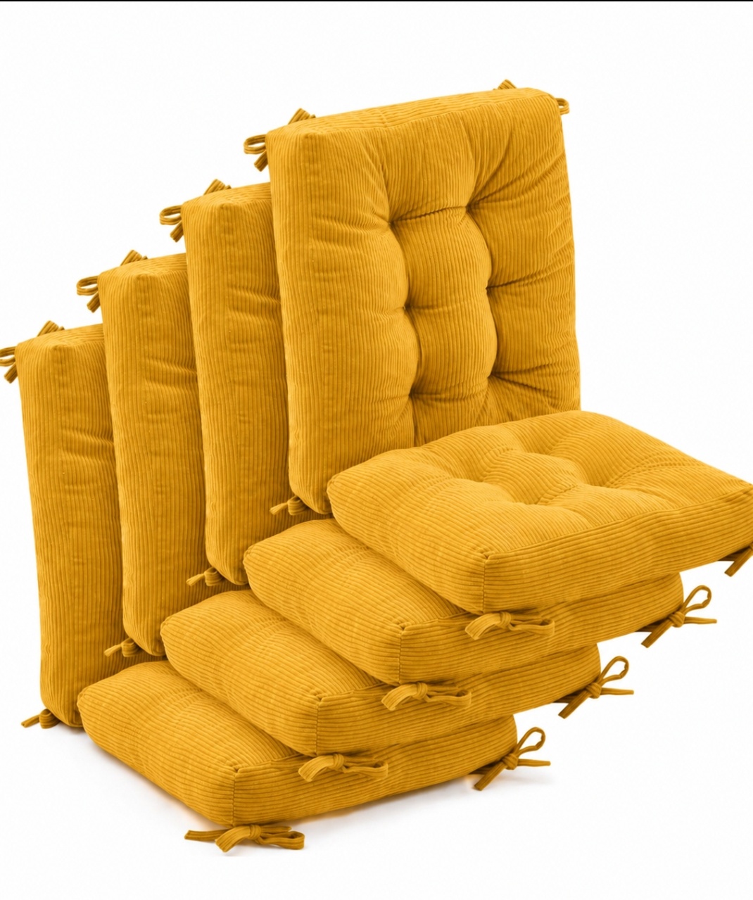4 Set Outdoor Patio Chair Cushions Corduroy Seat High Back Tufted Pillow Replacement Rocking Patio Chair Pads for Outdoor Indoor Home Office