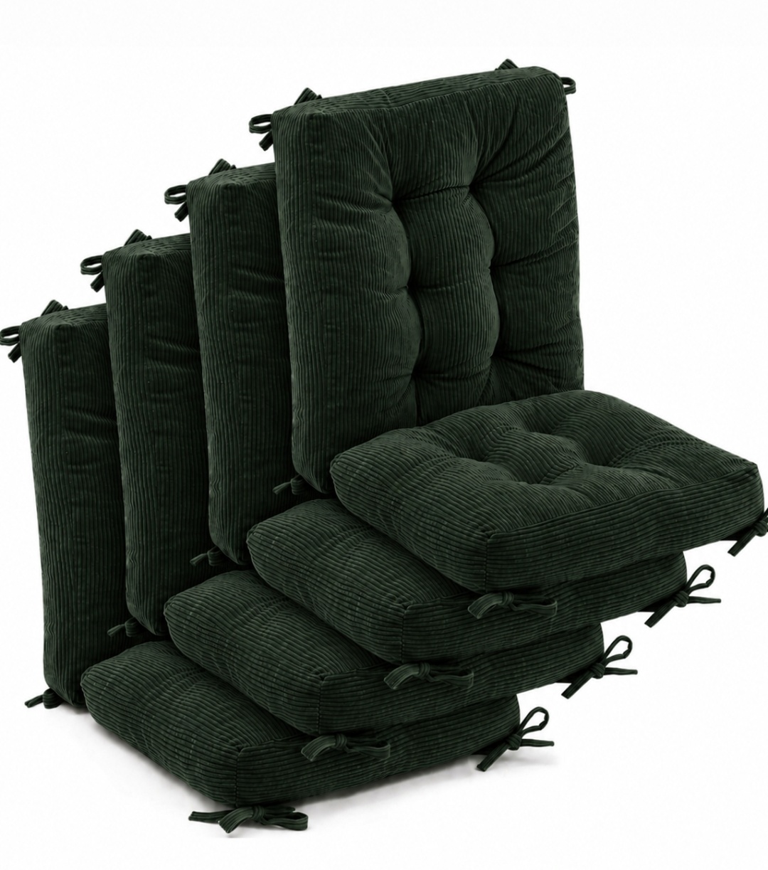4 Set Outdoor Patio Chair Cushions Corduroy Seat High Back Tufted Pillow Replacement Rocking Patio Chair Pads for Outdoor Indoor Home Office