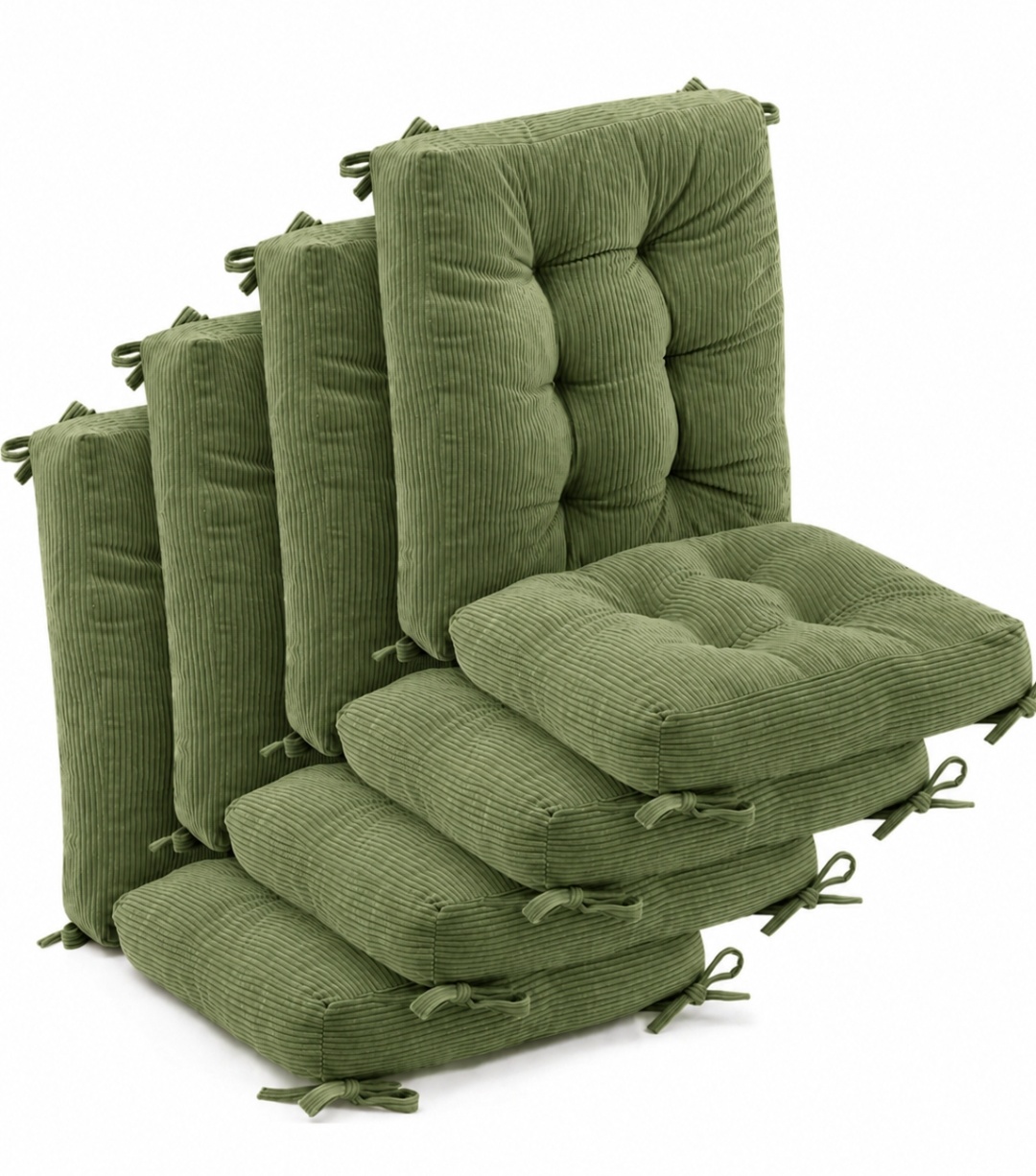 4 Set Outdoor Patio Chair Cushions Corduroy Seat High Back Tufted Pillow Replacement Rocking Patio Chair Pads for Outdoor Indoor Home Office