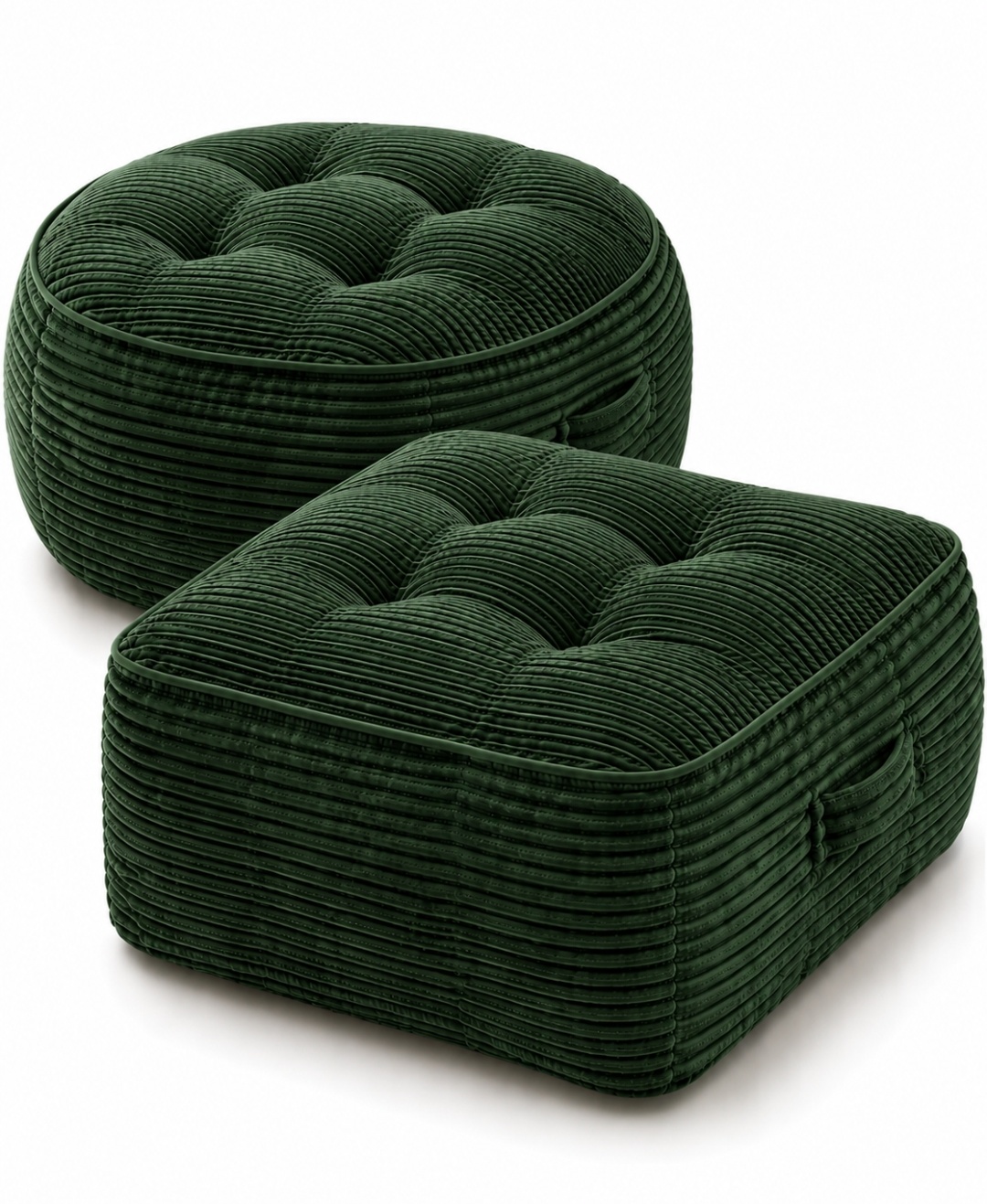 Corduroy Floor Cushions Set of 2 – Plush Tufted Seating Cushions