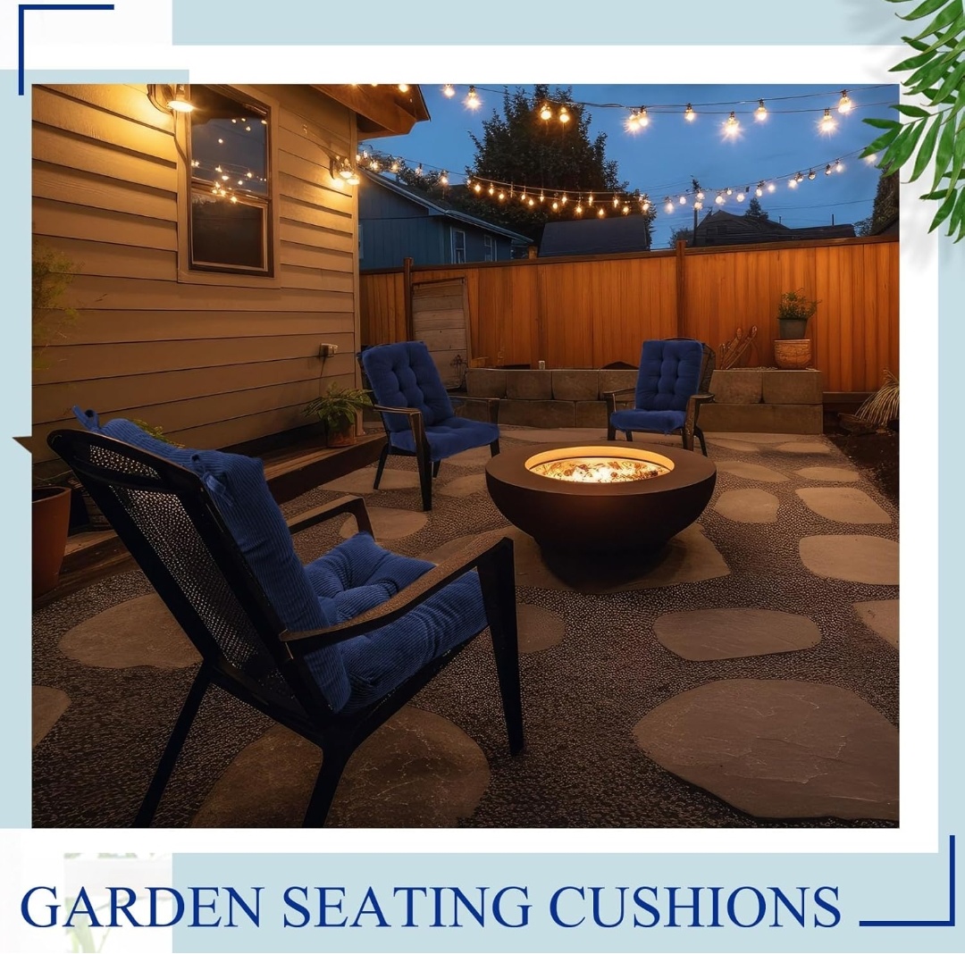 4 Set Outdoor Patio Chair Cushions Corduroy Seat High Back Tufted Pillow Replacement Rocking Patio Chair Pads for Outdoor Indoor Home Office