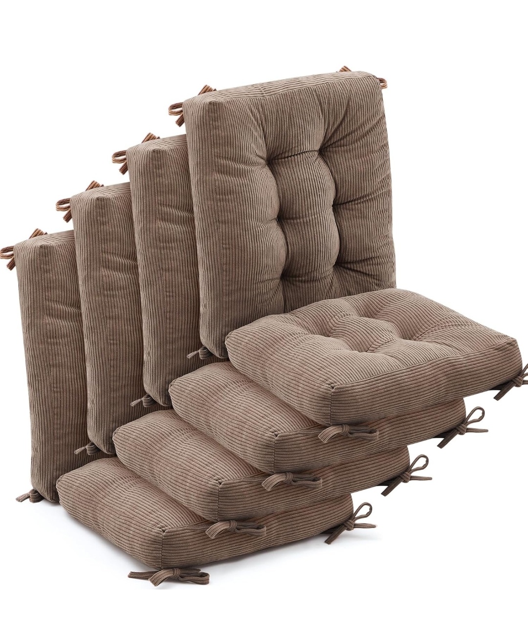 4 Set Outdoor Patio Chair Cushions Corduroy Seat High Back Tufted Pillow Replacement Rocking Patio Chair Pads for Outdoor Indoor Home Office